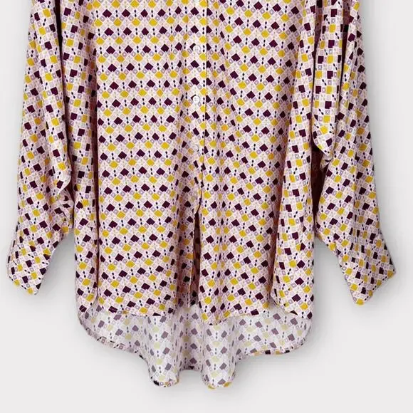 Charlie Holiday Maple Geometric Print Button Front Long Sleeve Oversized Shirt - Picture 7 of 15